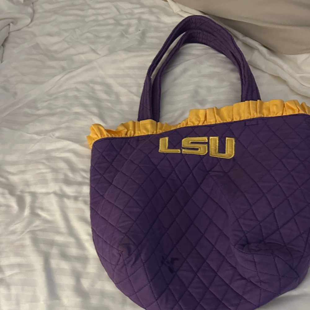 LSU Purple Quilted Tote Bag